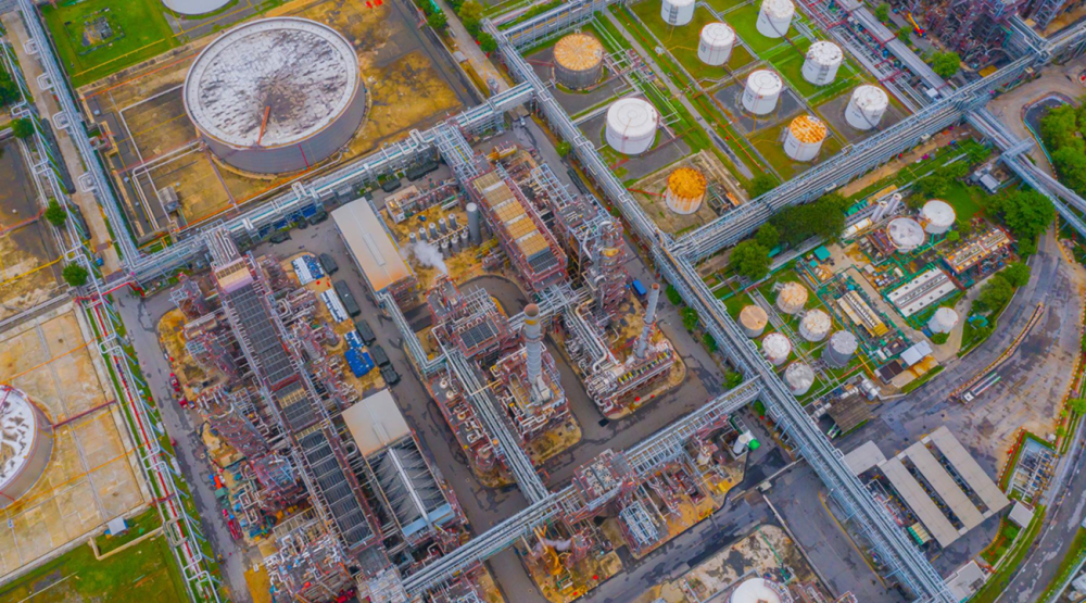 Top 7 Industries Using Aerial LiDAR Survey in USA And Why Adoption Is Growing 2 Aerial view of an oil and gas processing facility captured using drone LiDAR surveying in Houston, TX